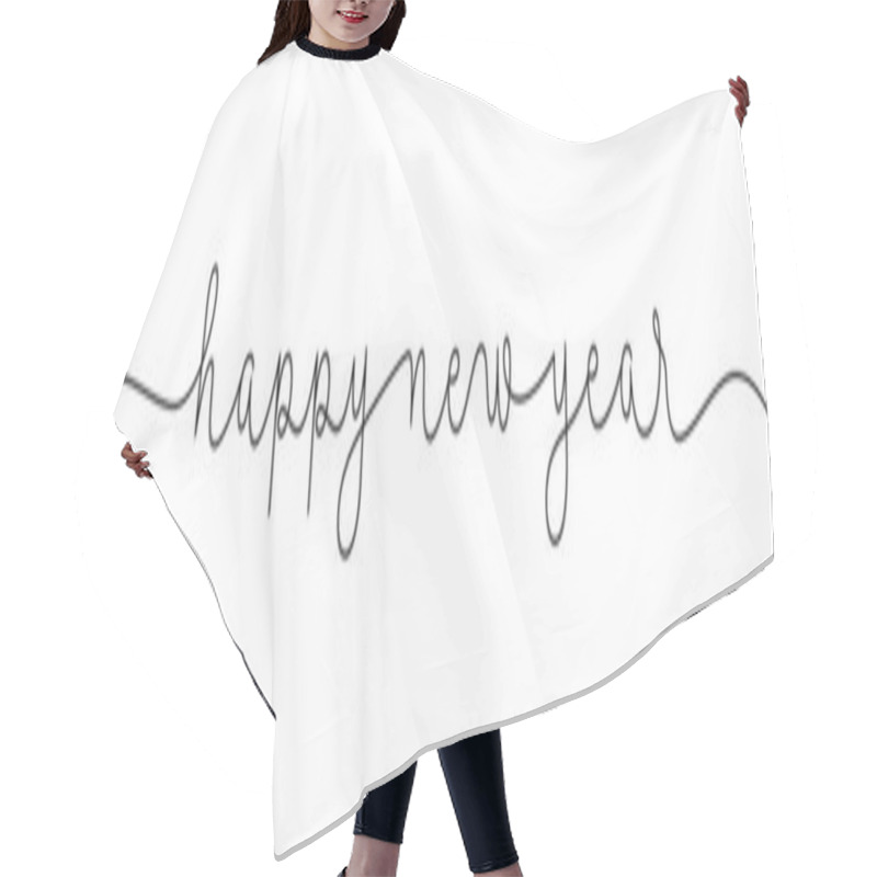 Personality  Happy New Year Black Vector Brush Calligraphy Banner With Swashes Hair Cutting Cape