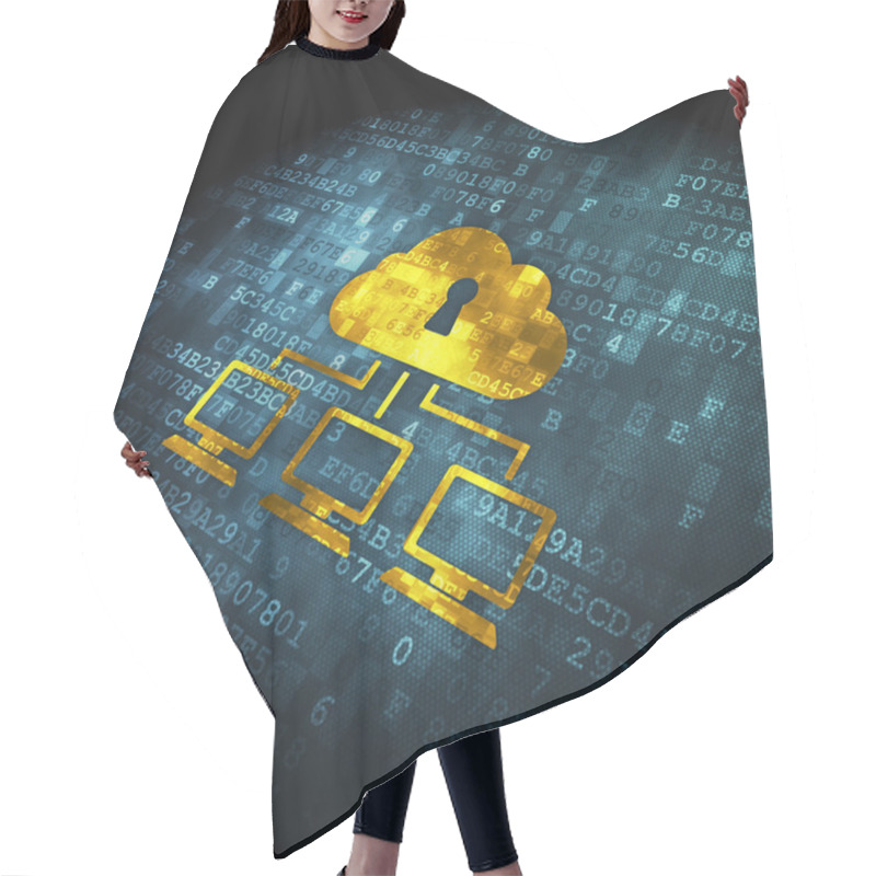 Personality  Cloud Technology Concept: Cloud Network On Digital Background Hair Cutting Cape