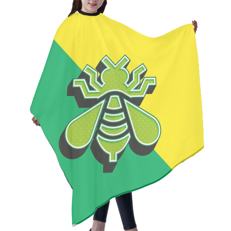 Personality  Bee Green And Yellow Modern 3d Vector Icon Logo Hair Cutting Cape