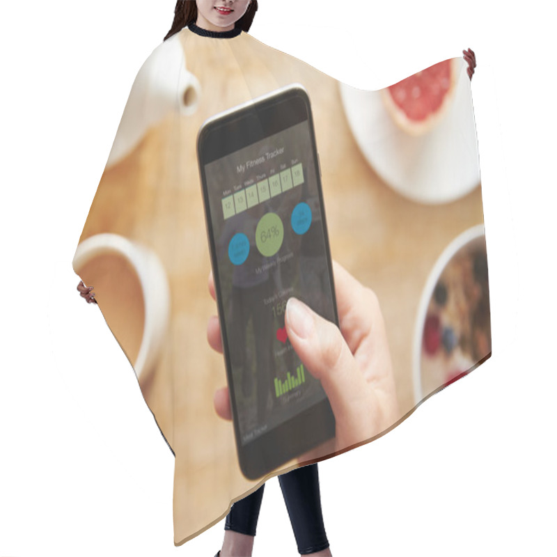 Personality  Fitness App On Mobile Phone Hair Cutting Cape