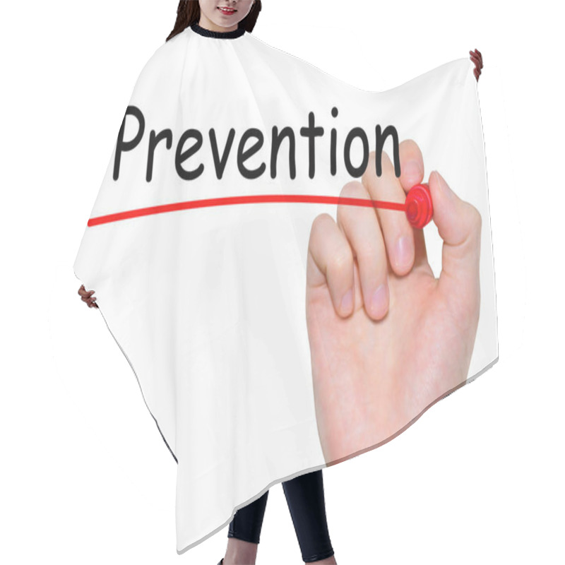 Personality  Hand Writing Prevention With Red Marker On Transparent Wipe Board Hair Cutting Cape