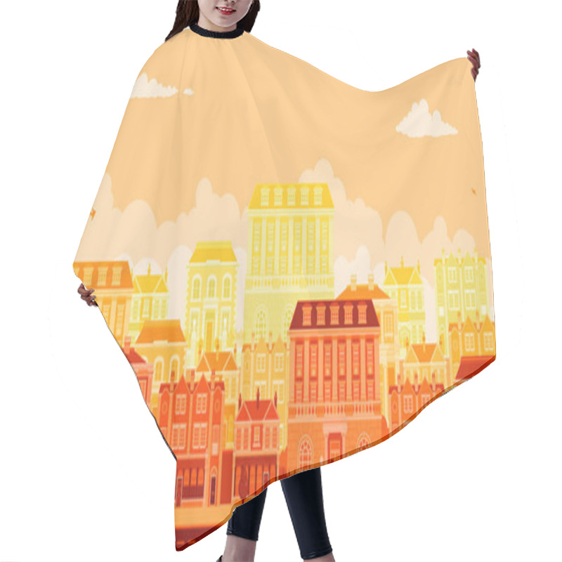 Personality  Urban Avenue Scene With Smart Townhouses Hair Cutting Cape