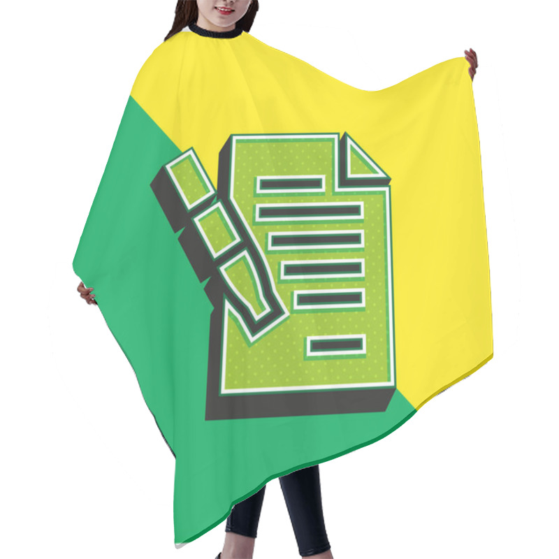 Personality  Agreement Green And Yellow Modern 3d Vector Icon Logo Hair Cutting Cape