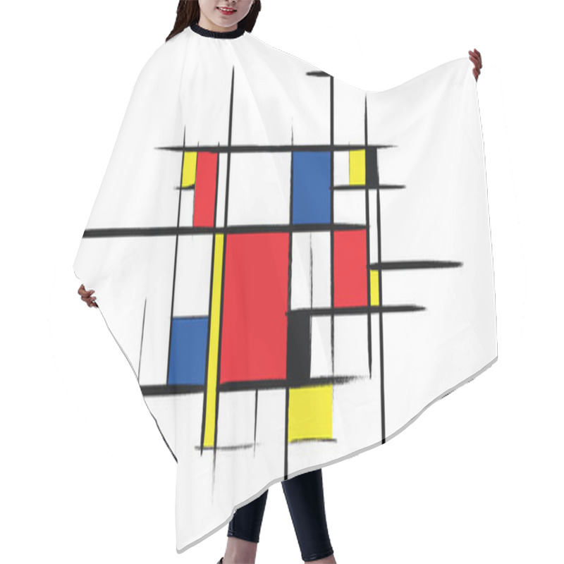 Personality  Checkered Piet Mondrian Style Emulation. The Netherlands Art History And Holland Painter. Dutch Mosaic Or Checker Line Pattern. Retro Pop Art Pattern Hair Cutting Cape