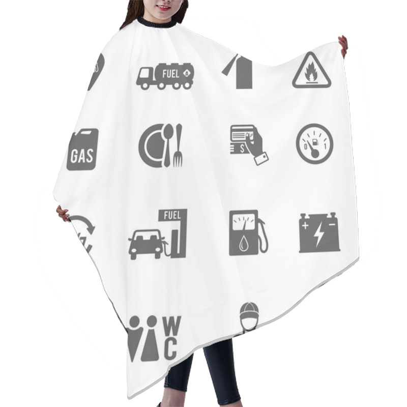 Personality  Fuel Pump Icons Set Hair Cutting Cape