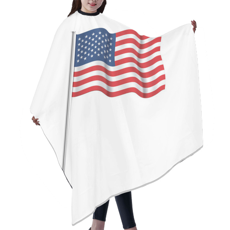 Personality  USA Flag On A Metallic Pole. Hair Cutting Cape