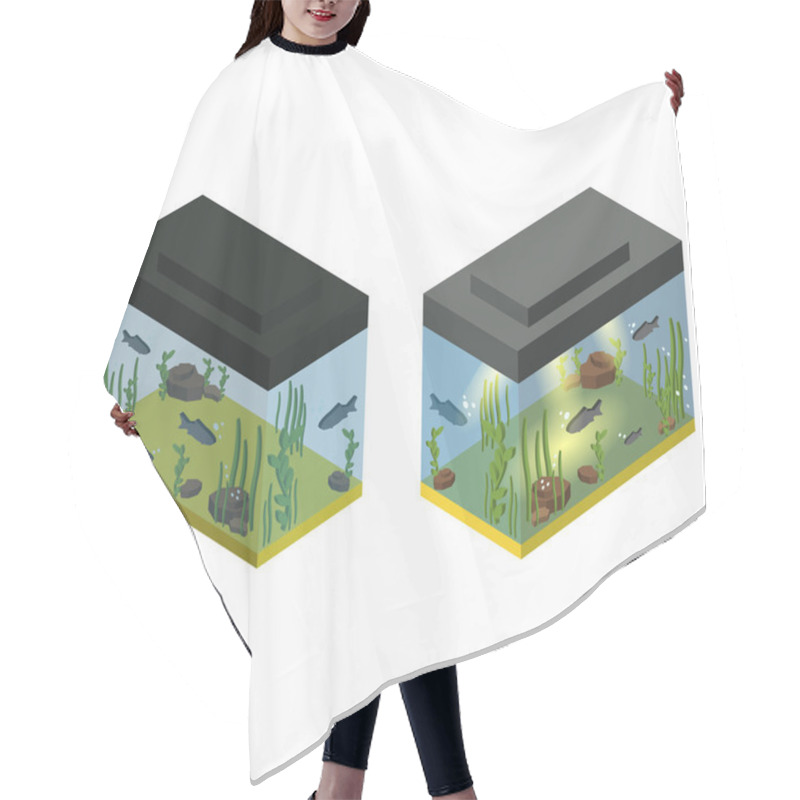 Personality  Two Aquariums In Isometric Projection Hair Cutting Cape