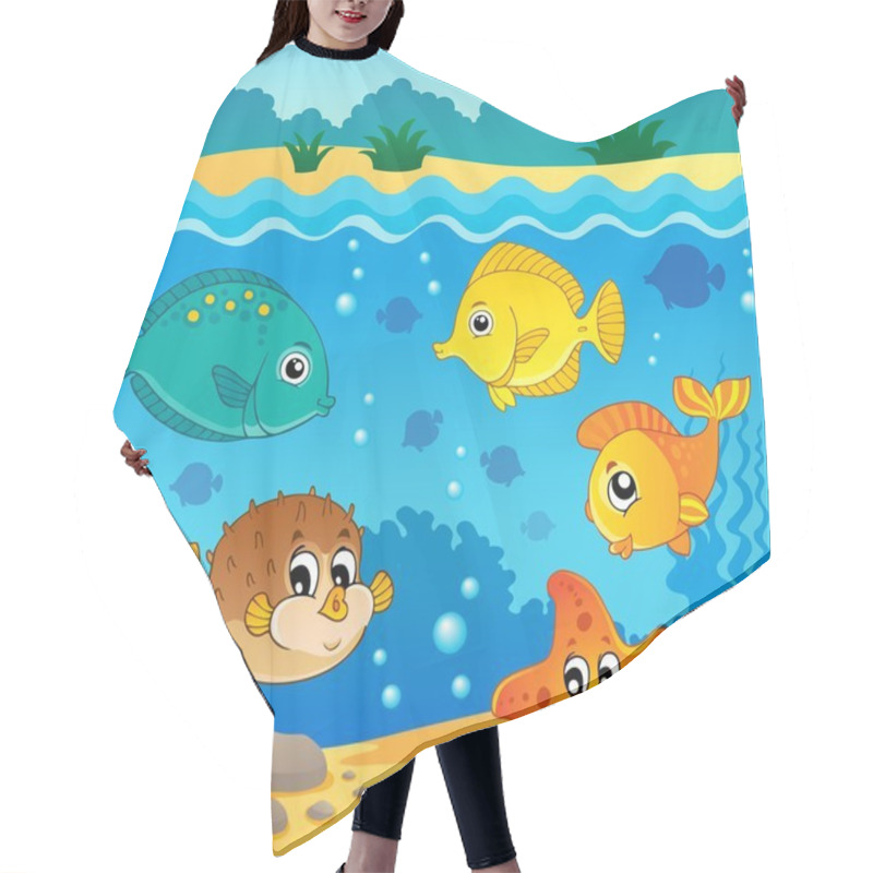 Personality  Underwater Ocean Fauna Theme 4 Hair Cutting Cape