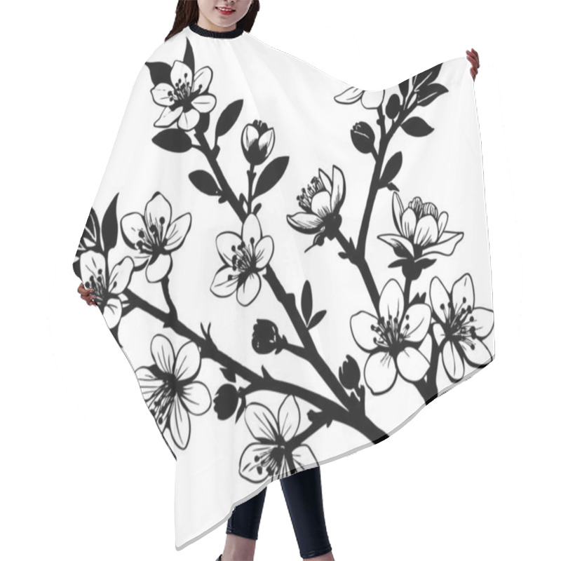 Personality  Hand Drawn Flowers On A White Background Hair Cutting Cape