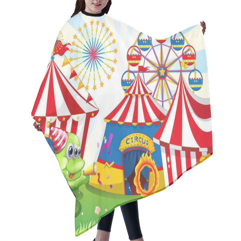 Personality  A Carnival With A Green Three-eyed Monster Hair Cutting Cape