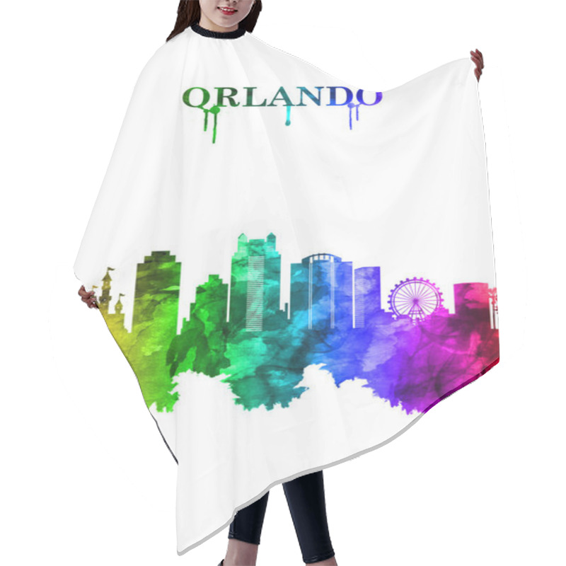 Personality  Portrait Rainbow Skyline Of Orlando, A City In Central Florida, Home To More Than A Dozen Theme Parks Hair Cutting Cape