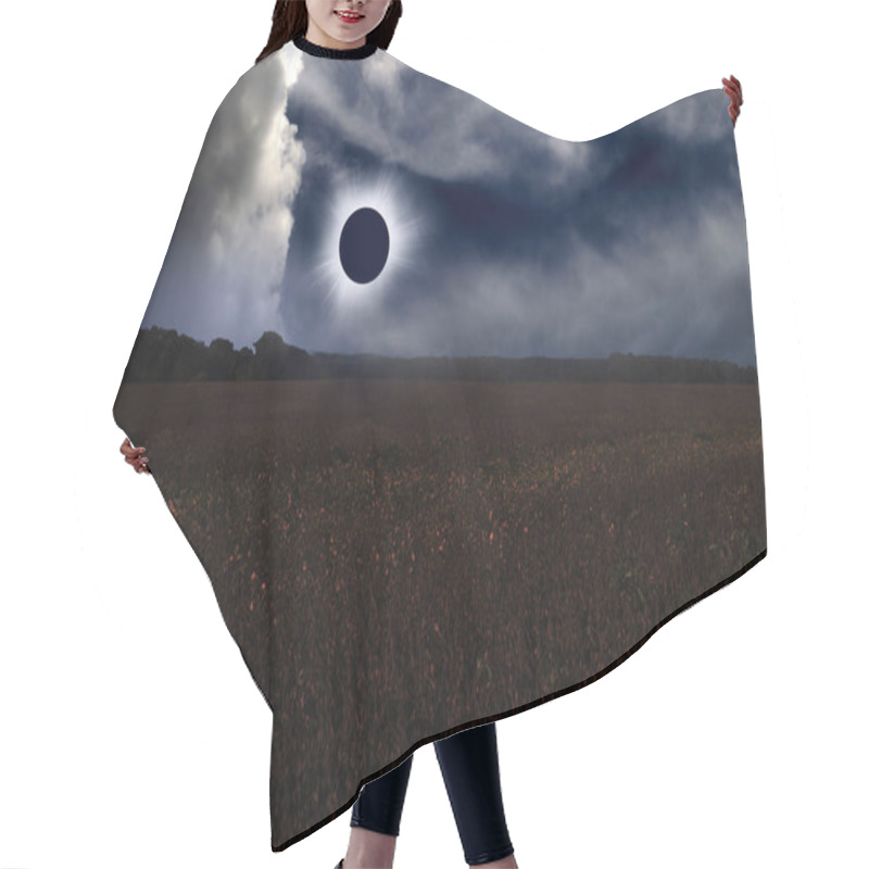 Personality  Total Solar Eclipse Above The Clouds And Field Hair Cutting Cape