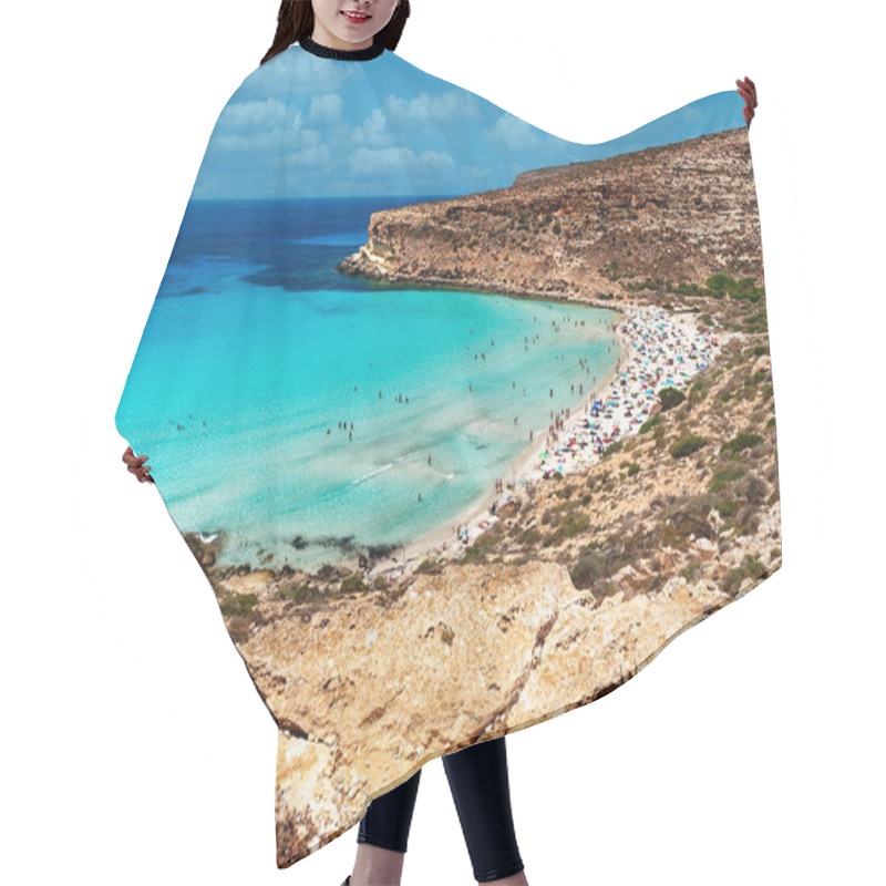 Personality  Rabbit Beach Lampedusa Sicily Paradise Beach Spiaggia Dei Conigli Hair Cutting Cape