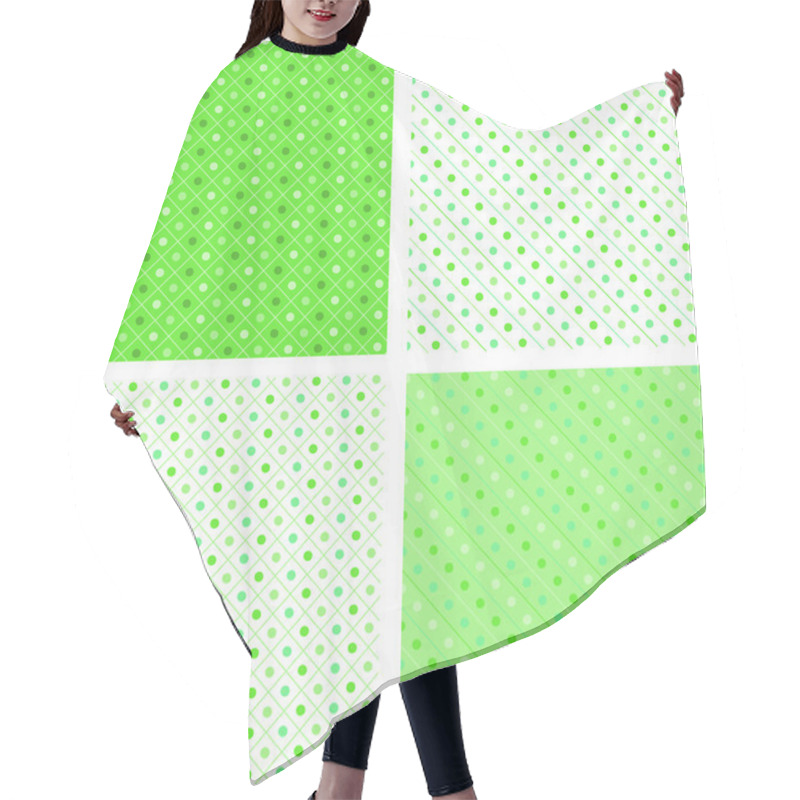 Personality  Seamless Pattern Pois White And Green Hair Cutting Cape