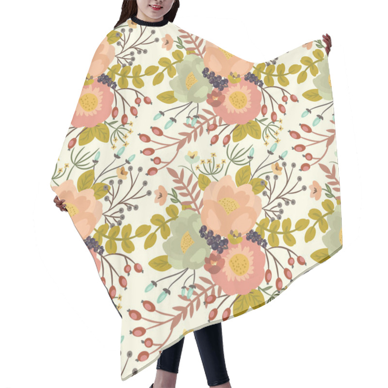 Personality  Elegant Seamless Pattern With Flowers Hair Cutting Cape