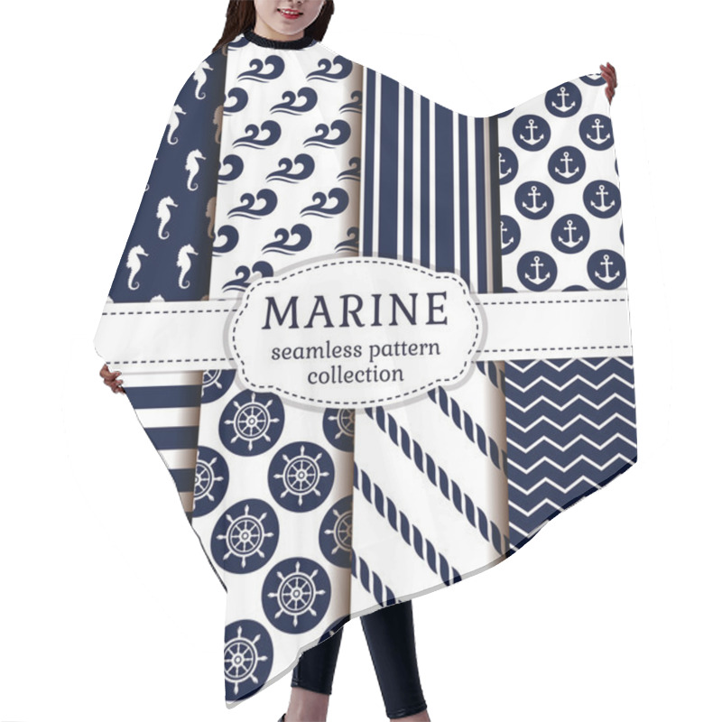 Personality  Sea And Nautical Patterns Set.  Hair Cutting Cape