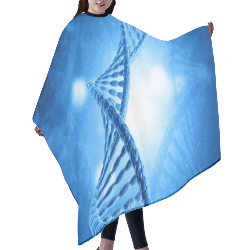 Personality  DNA Strands On Science Background. 3d Illusation Hair Cutting Cape