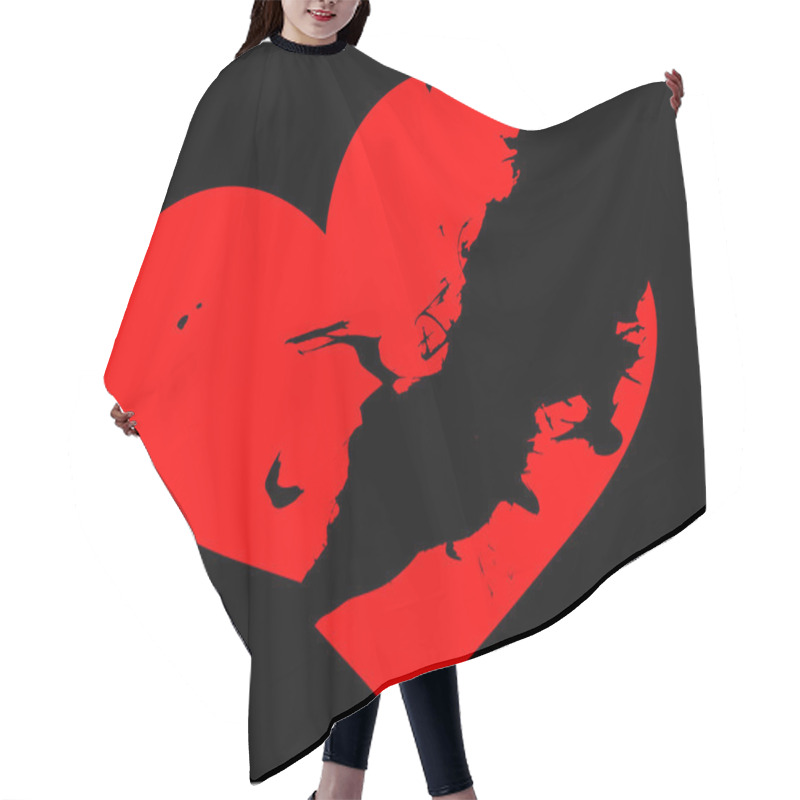 Personality  Red Broken Heart On Black Background Hair Cutting Cape