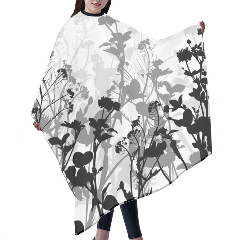 Personality  Silhouette Of Herbs And Flowers Hair Cutting Cape