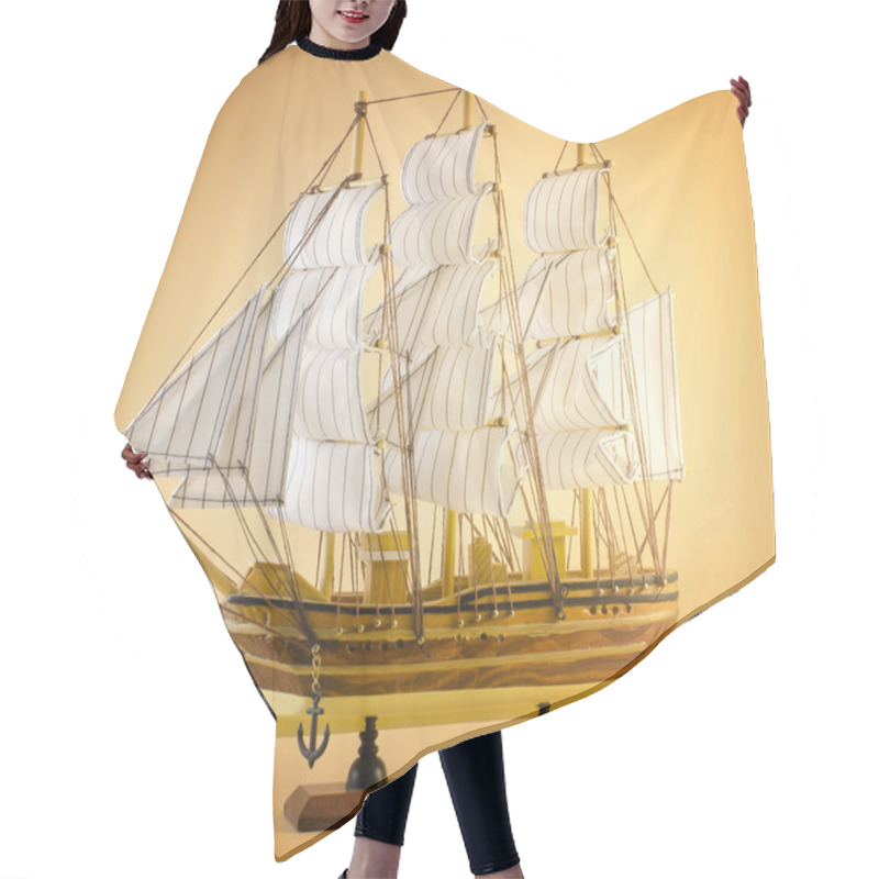 Personality  Sailing Ship On Yellow Hair Cutting Cape