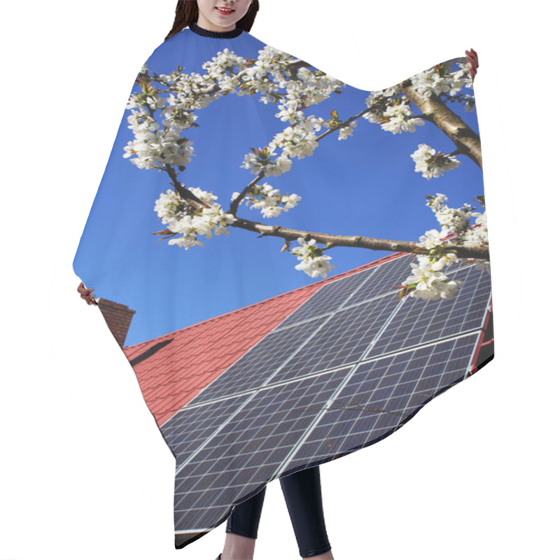 Personality  Photovoltaic Roof Panels And Fruit Tree Flowers Hair Cutting Cape