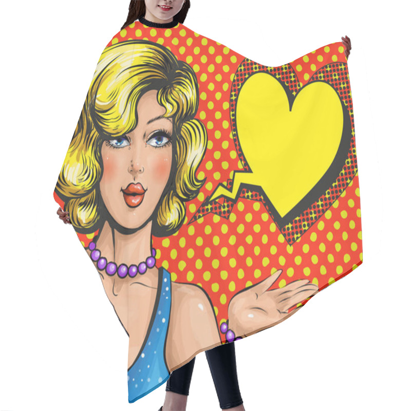 Personality  Vector Pop Art Illustration Of Beautiful Woman In Love Hair Cutting Cape