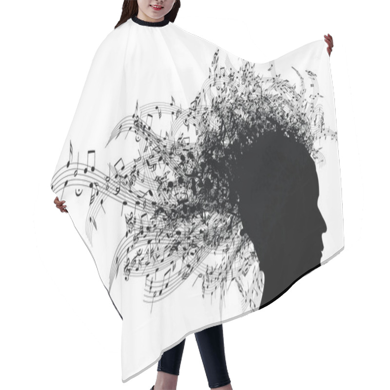 Personality  Musical Woman Portrait Silhouette Hair Cutting Cape