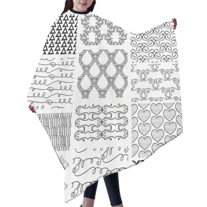 Personality  Hand Drawn Floral Seamless Patterns Hair Cutting Cape