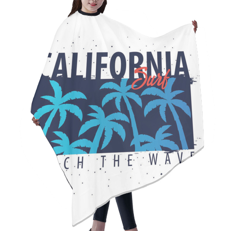 Personality  California Surfing Graphic With Palms. T-shirt Design And Print. Hair Cutting Cape