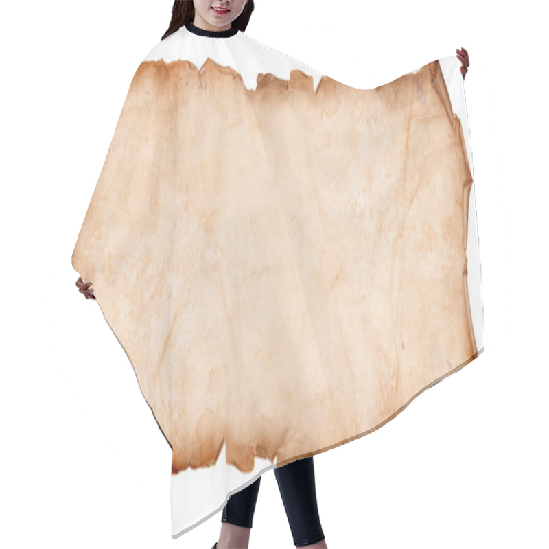 Personality  Old Torn Paper Scroll Isolated On A White Background Hair Cutting Cape