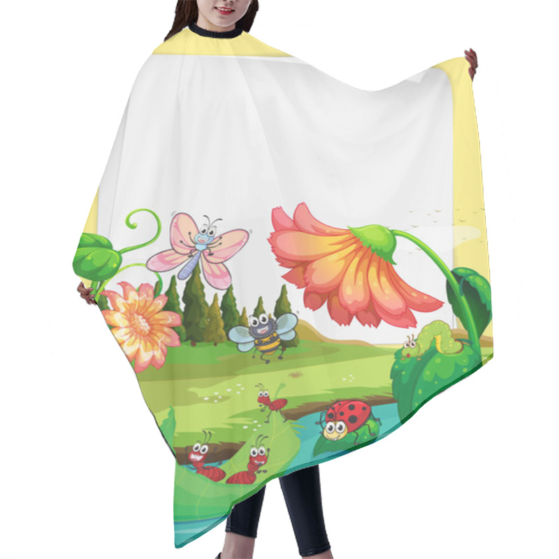 Personality  Paper Design With Insects By The River Hair Cutting Cape