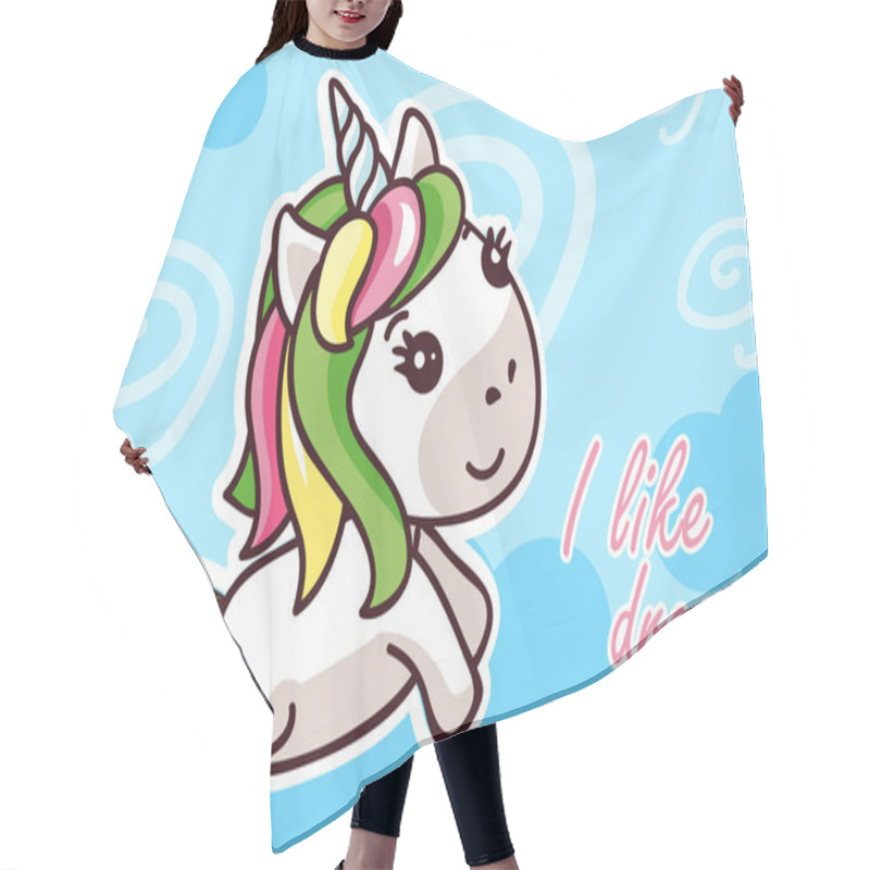 Personality  I Like Dream Kawaii Unicorn Cartoon Flat Banner Hair Cutting Cape