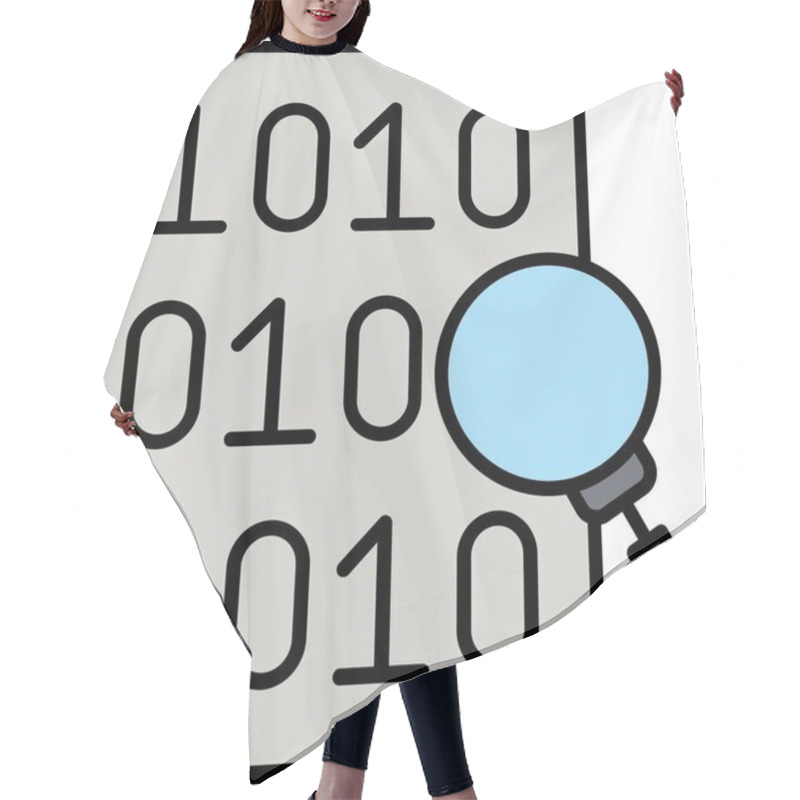 Personality  Code Search Line Filled Icon Design Hair Cutting Cape