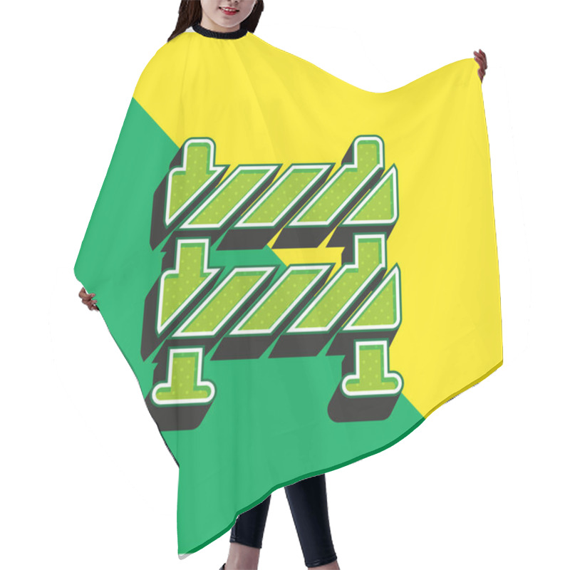 Personality  Barrier Green And Yellow Modern 3d Vector Icon Logo Hair Cutting Cape