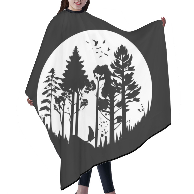 Personality  Woodland - Black And White Isolated Icon - Vector Illustration Hair Cutting Cape