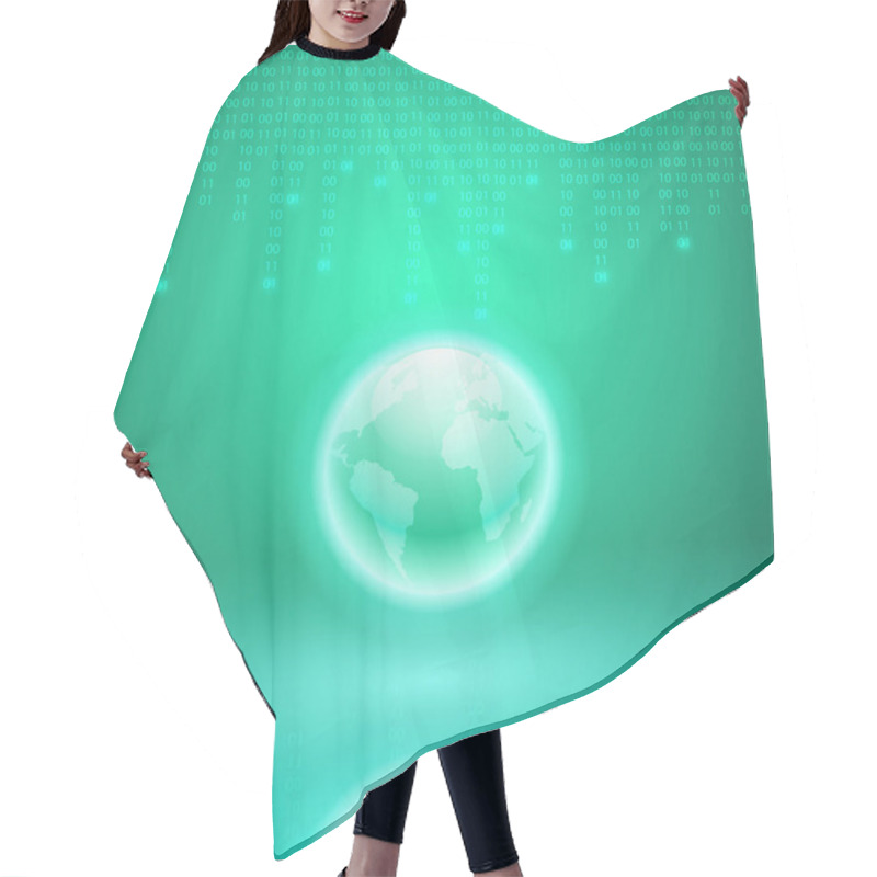 Personality  Stream Of Binary Code With The Globe Hair Cutting Cape