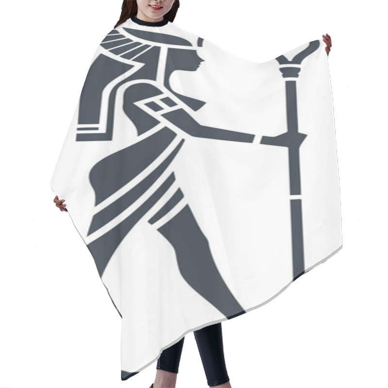 Personality  Ancient Egyptian Goddess Silhouette With Staff In Vector Art Style Hair Cutting Cape