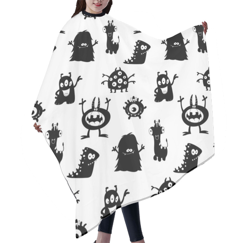 Personality  Cute Monsters Silhouettes Pattern Hair Cutting Cape