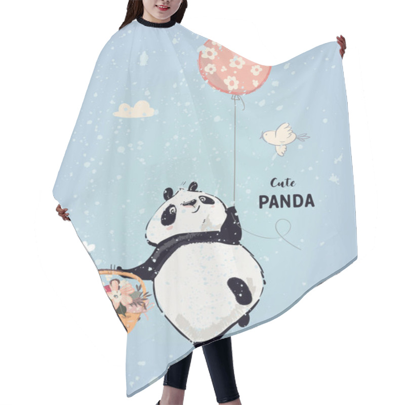 Personality  Little Panda With Balloon Hair Cutting Cape