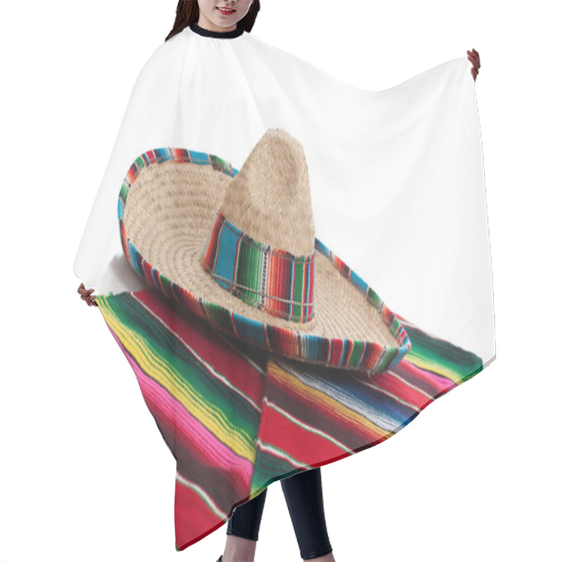 Personality  Serape And Sombrero On A White Background Hair Cutting Cape