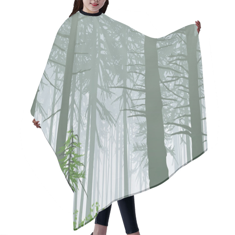 Personality  Misty Forest Landscape Hair Cutting Cape