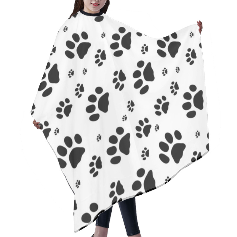 Personality  Seamless Pattern Of Print Of Dogs Paws On A White Background Hair Cutting Cape