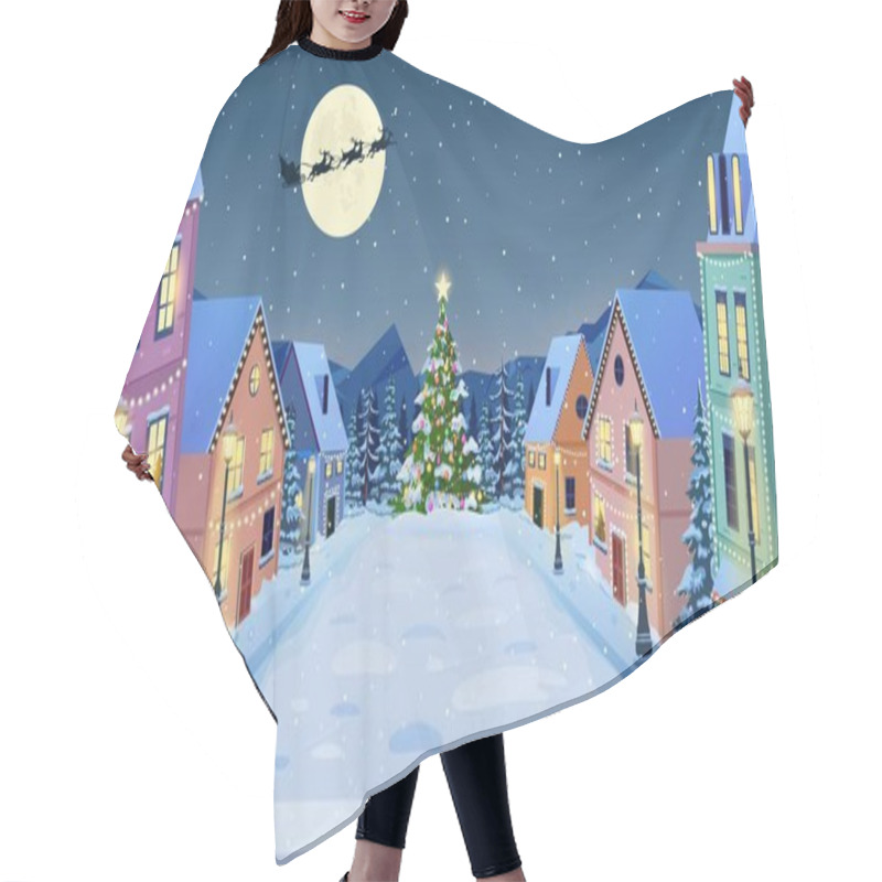 Personality  Winter City Street In Cartoon Hair Cutting Cape