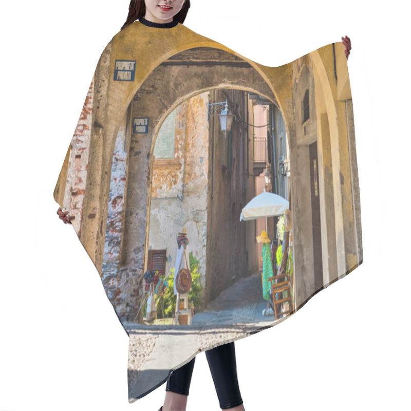 Personality  Orta San Giulio Arch Alley In Lake Orta Italy With Clothes At Di Hair Cutting Cape