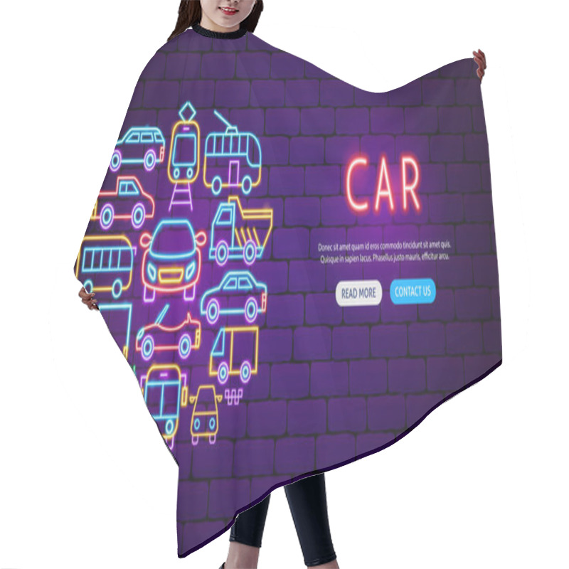 Personality  Car Transport Neon Banner Design Hair Cutting Cape