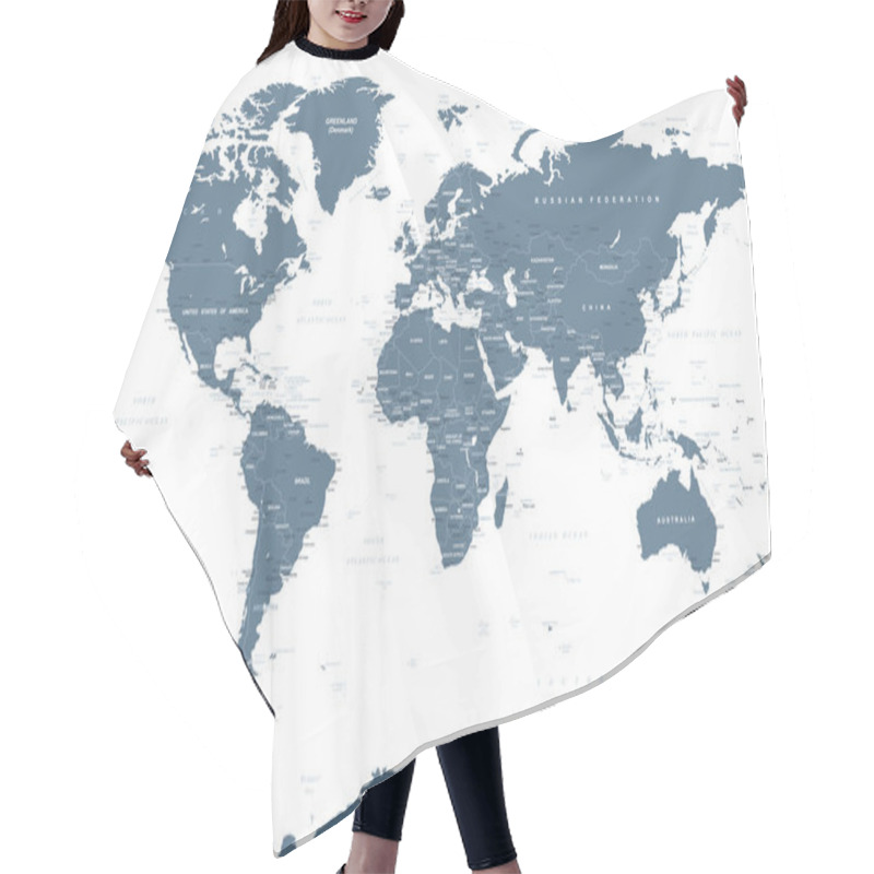 Personality  Political Grayscale World Map Vector Hair Cutting Cape