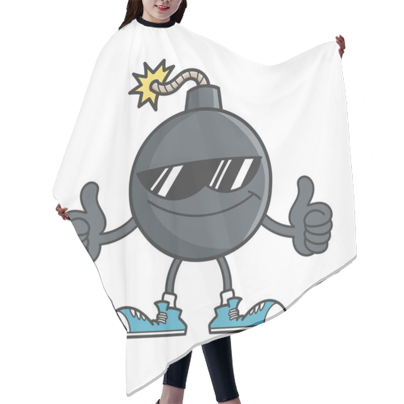 Personality  Bomb Cartoon With Sunglasses Giving Thumbs Up Hair Cutting Cape