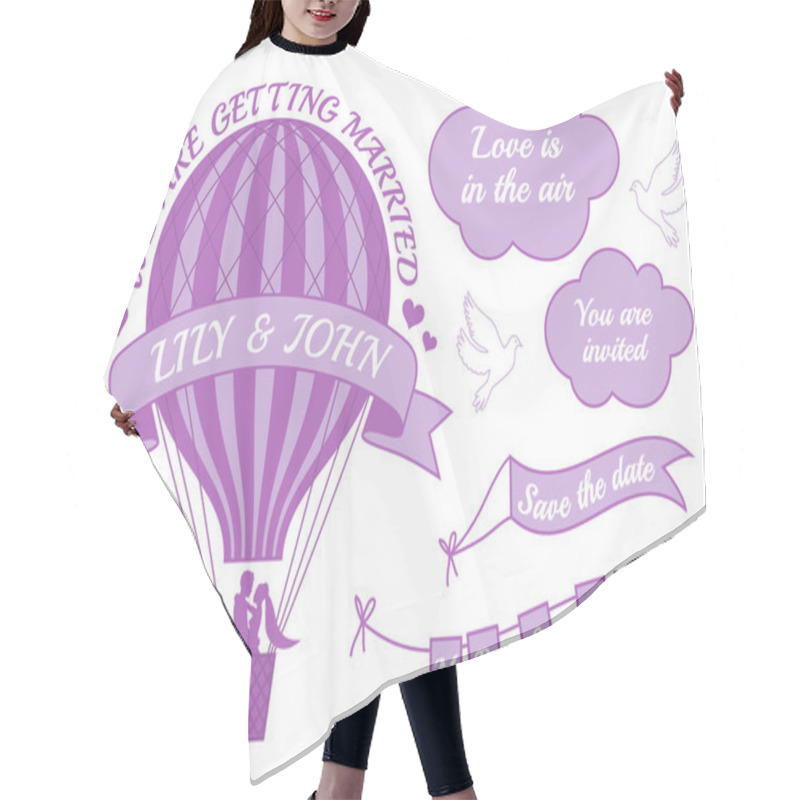 Personality  Hot Air Balloon Wedding Invitation, Vector Hair Cutting Cape