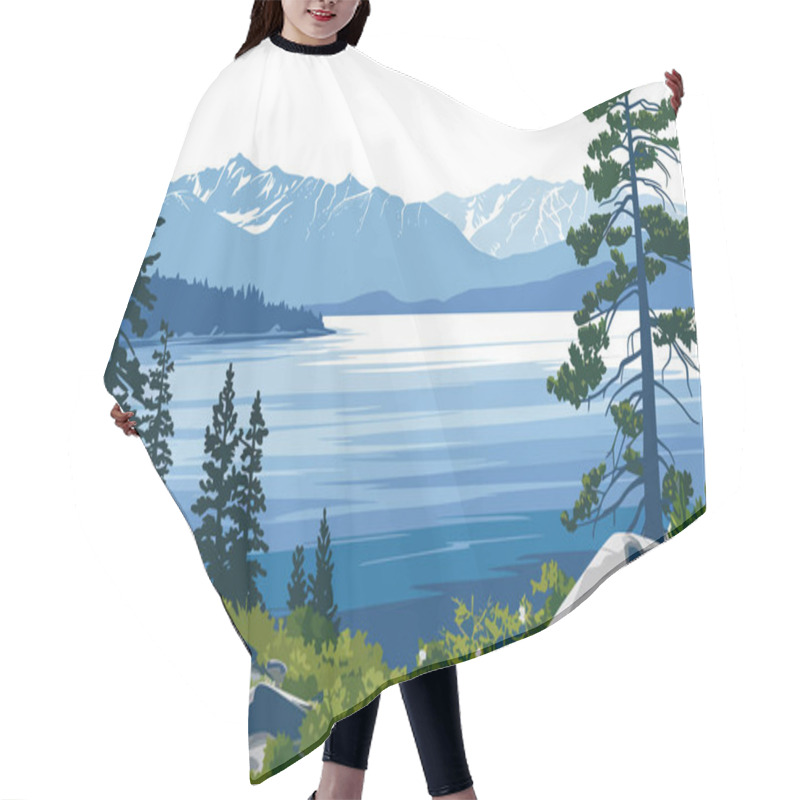 Personality  Serene Lake Tahoe In The Sierra Nevada Mountains Hair Cutting Cape