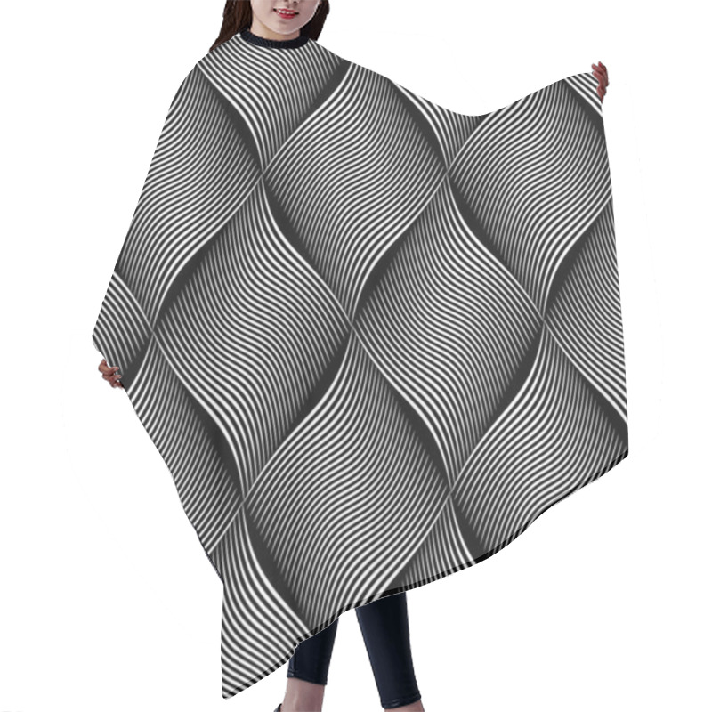 Personality  Seamless Op Art Diamonds Pattern. Wavy Lines Texture. Hair Cutting Cape